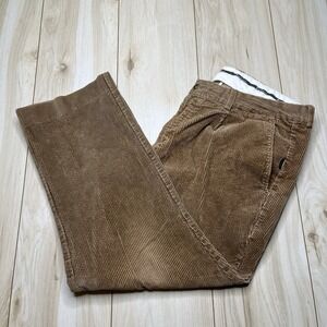 Barbour Mens Corduroy Pants Brown Pleated Size 40x29 Cotton Heavy VTG